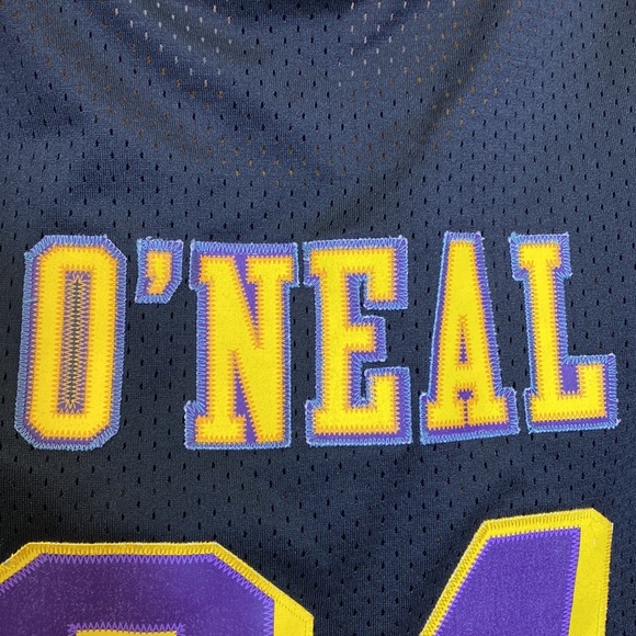 Nike Team Los Angeles Lakers Shaq O'Neal #34 Black Road Away Jersey XL + 2" RARE - Picture 9 of 13